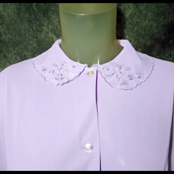 Vintage Nylon Pajamas Large Lavender PJs with Embroidered Details VFG 50s - Picture 9 of 16